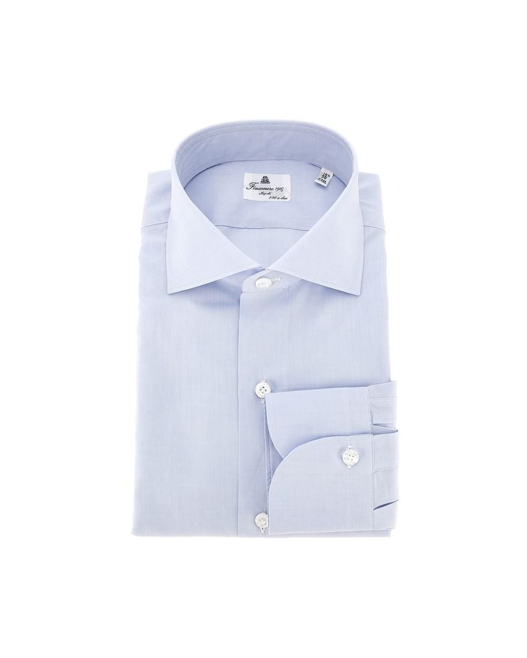 Finamore 1925 Blue 170 Two-Ply Cotton Poplin Shirt for men