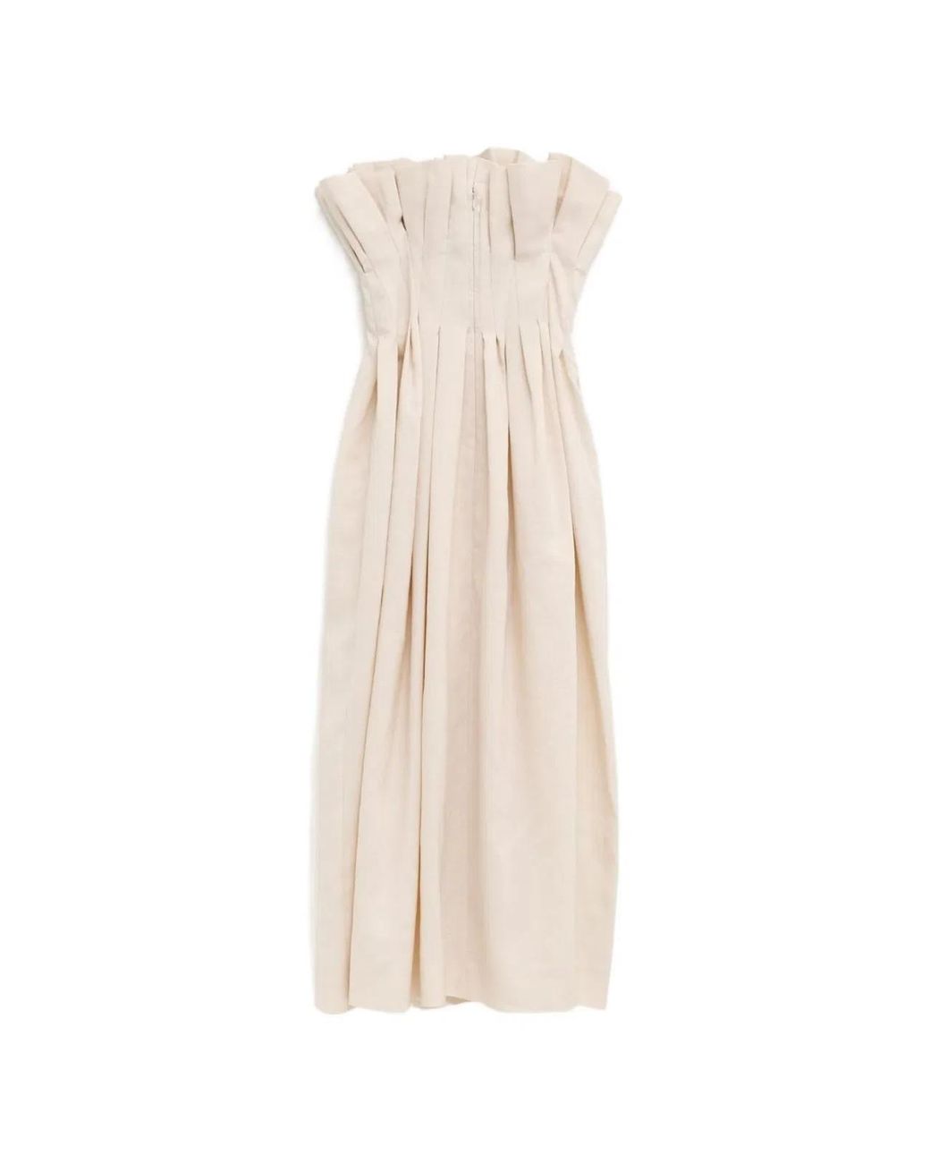 Khaite White Claude Linen Blend Midi Dress