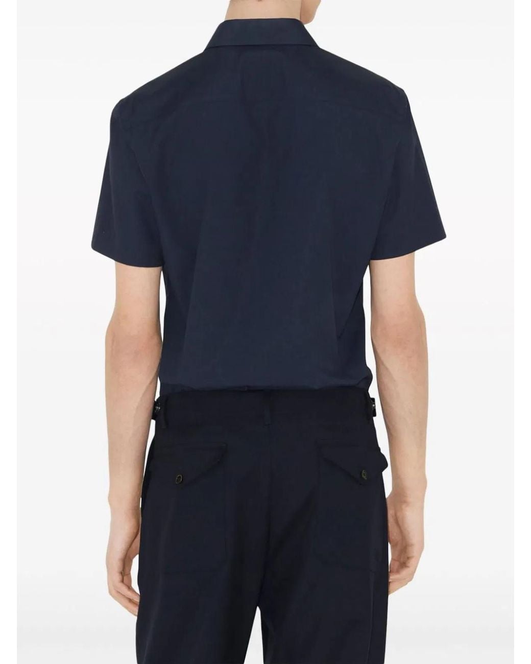 Burberry Blue Stretch Poplin Shirt for men