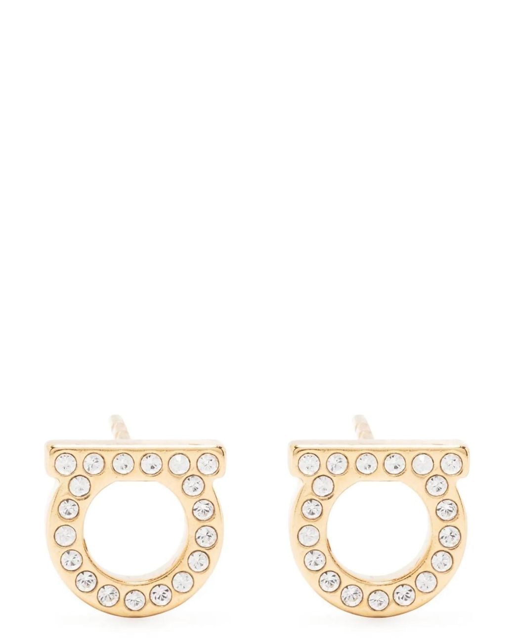 Ferragamo Natural 'Gancini Crystals' Earrings