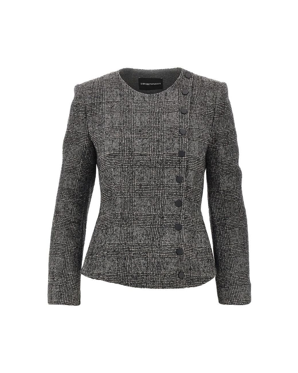 Emporio Armani Gray Prince Of Wales Wool Jacket