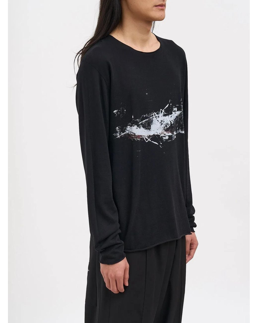 Isabel Benenato Black Cotton Sweater With Print for men