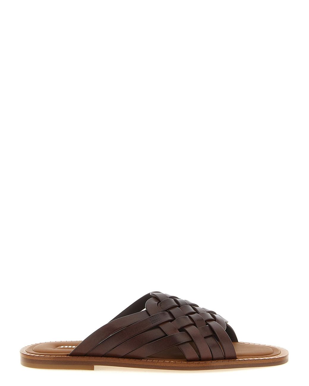 Miu Miu Brown Waxed Leather Sandals