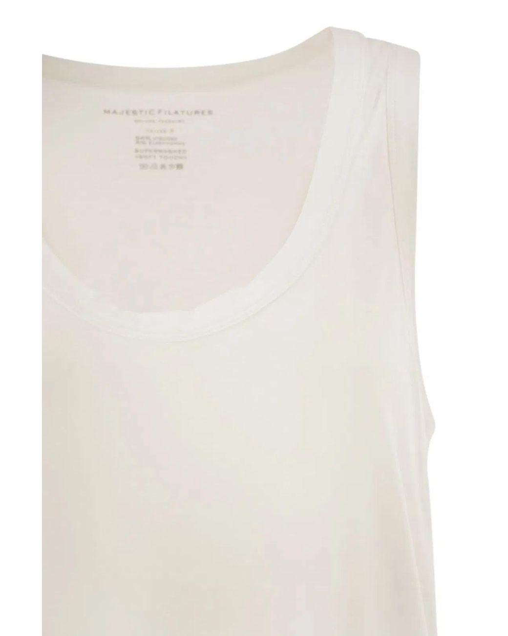 Majestic Natural Sleeveless Stretch Viscose Top With Wide Neckline