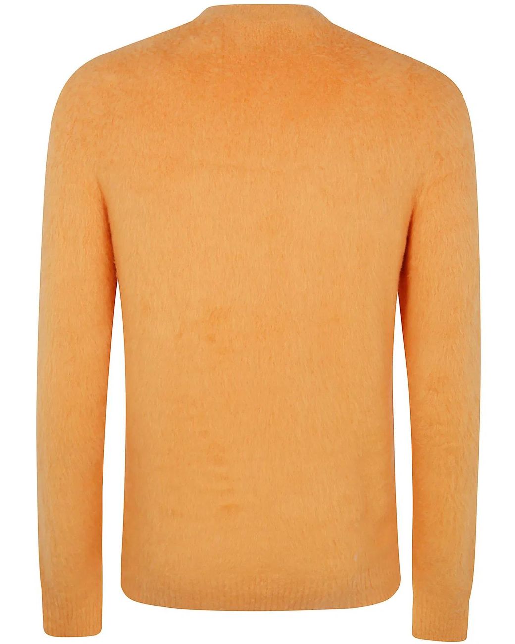 Nuur Orange Long Sleeves Pressed Gauze Round Neck Sweater for men