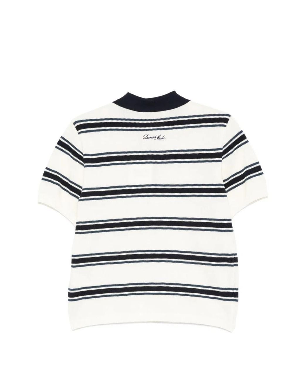 DUNST Gray Striped Cotton Polo Shirt