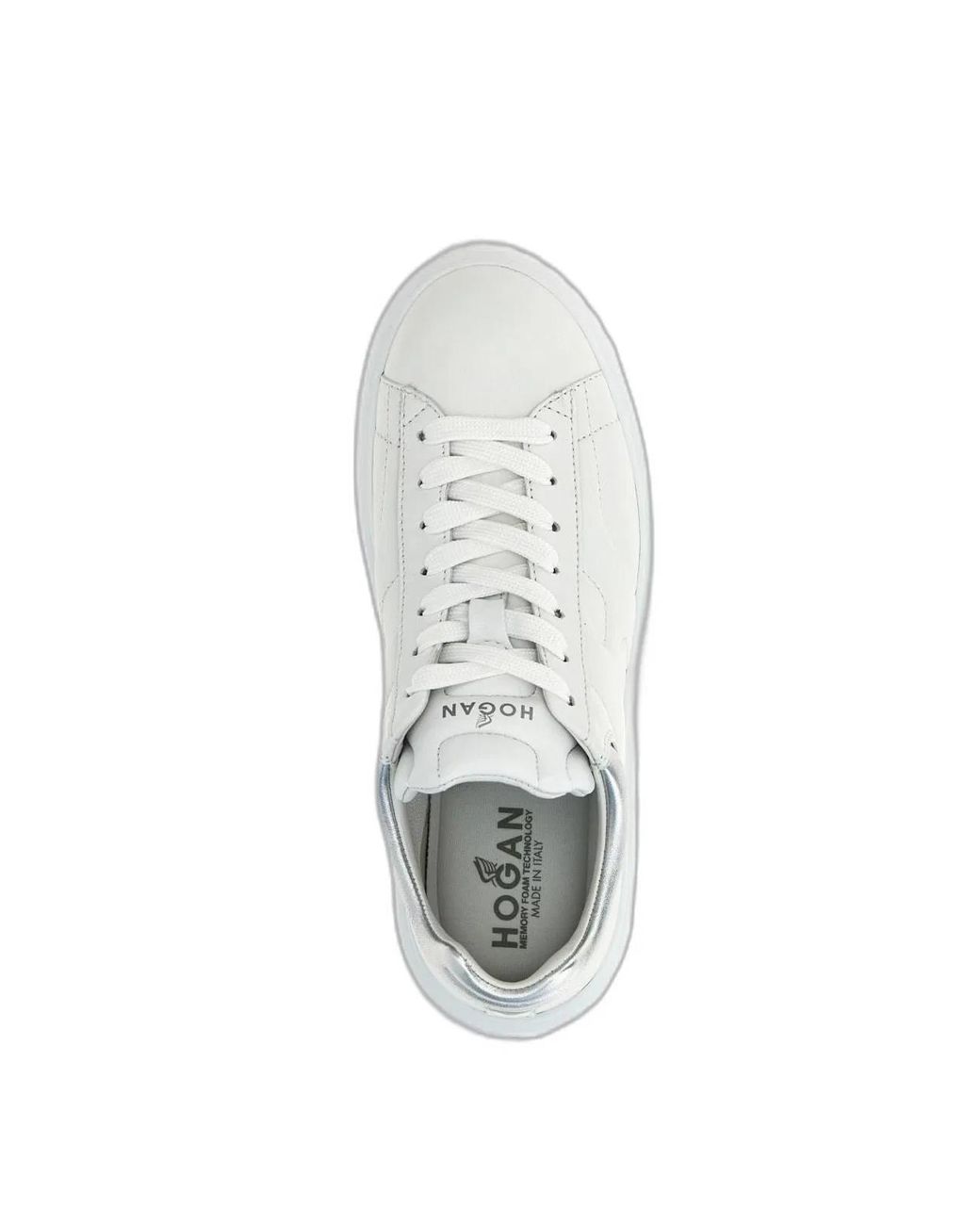 Hogan White Optical-Tone Nappa Leather Metallic Flat Shoes