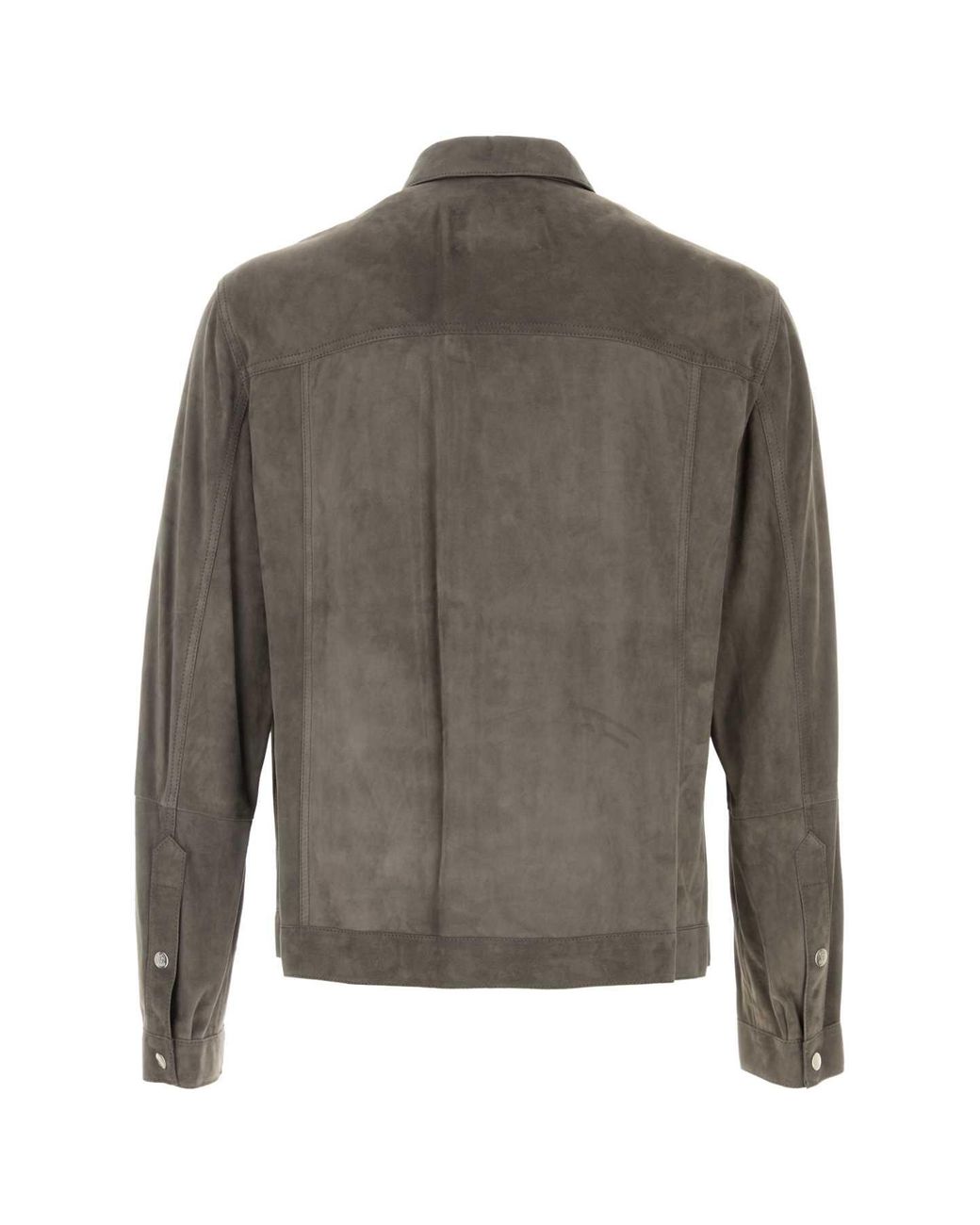Brunello Cucinelli Gray Leather Jacket for men