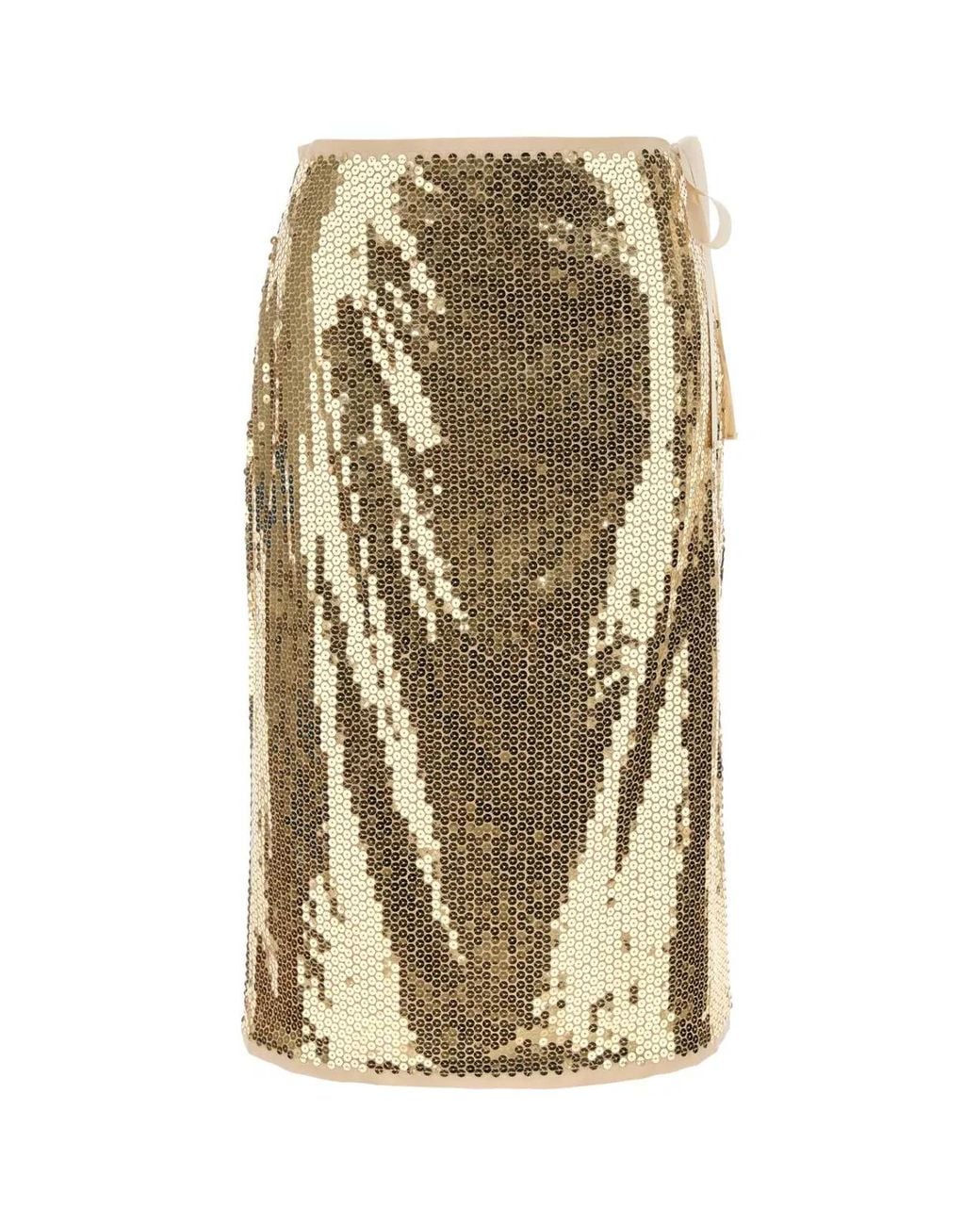 Prada Metallic Sequined Pencil Skirt