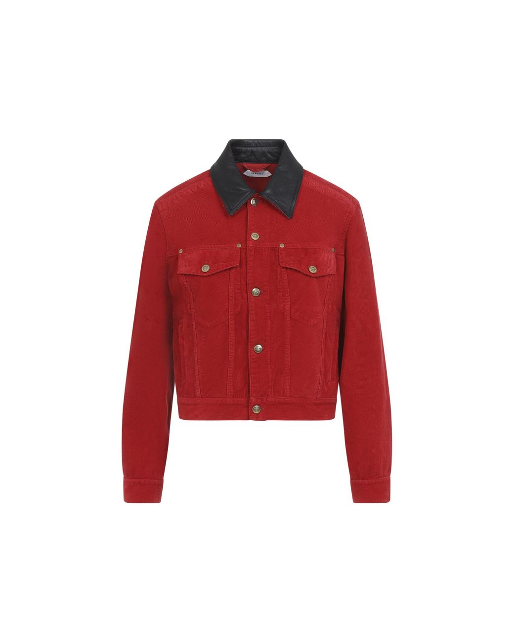 Versace Red Denim Garment-Dyed Jacket
