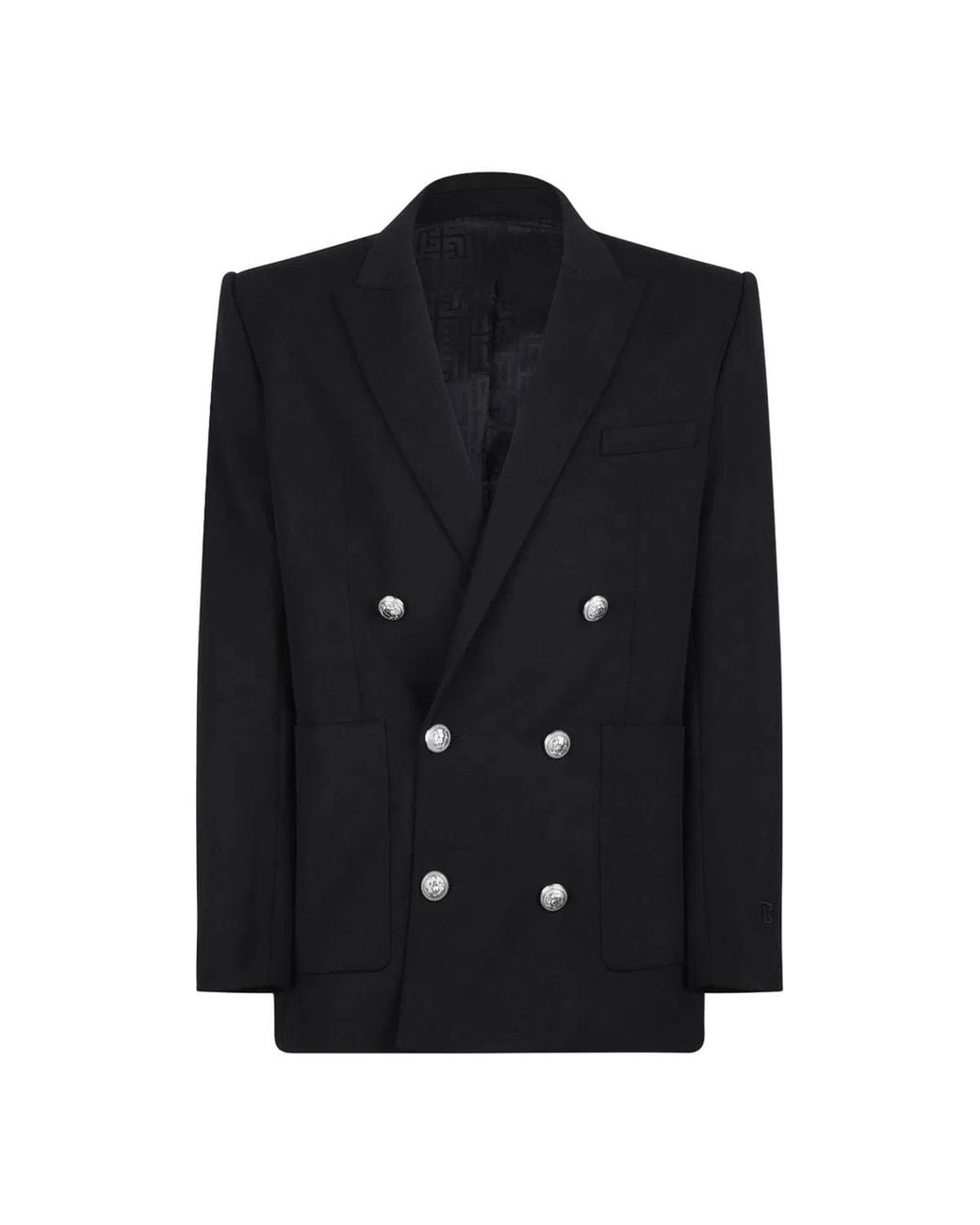 Balmain Black Wool Fitted Collection Blazer for men
