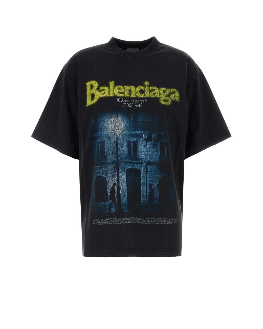 Balenciaga Black Tshirt Con Stampa
