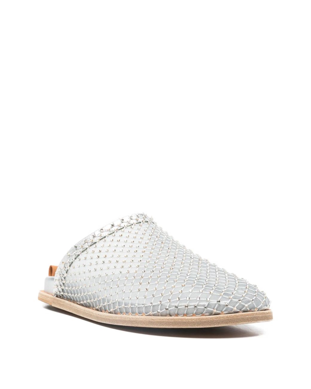 Forte_forte White Ciottolo Strass Mesh Flat Sabot
