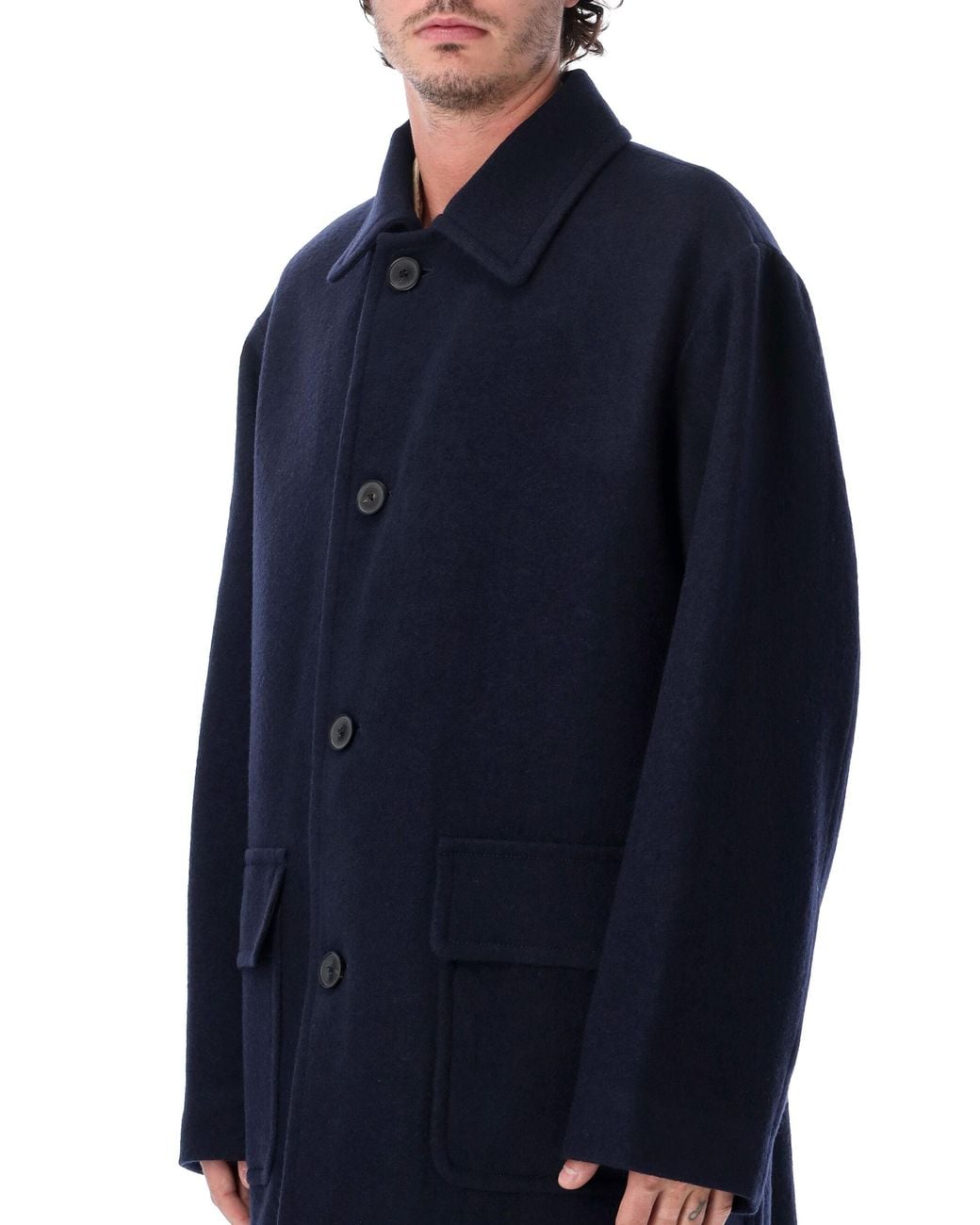 Dries Van Noten Blue Randale Wool Coat for men