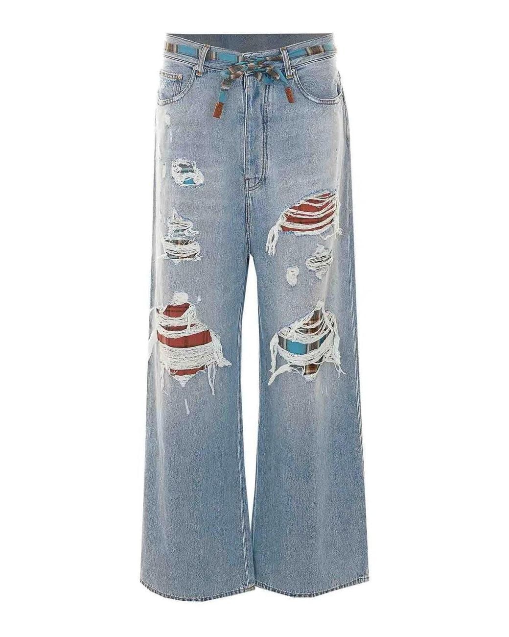 Amiri Blue Surfrider Flannel Repair Jeans for men