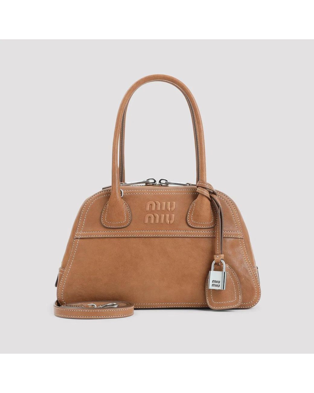 Miu Miu Brown Caramel Vivian Nappa Shoulder Bag
