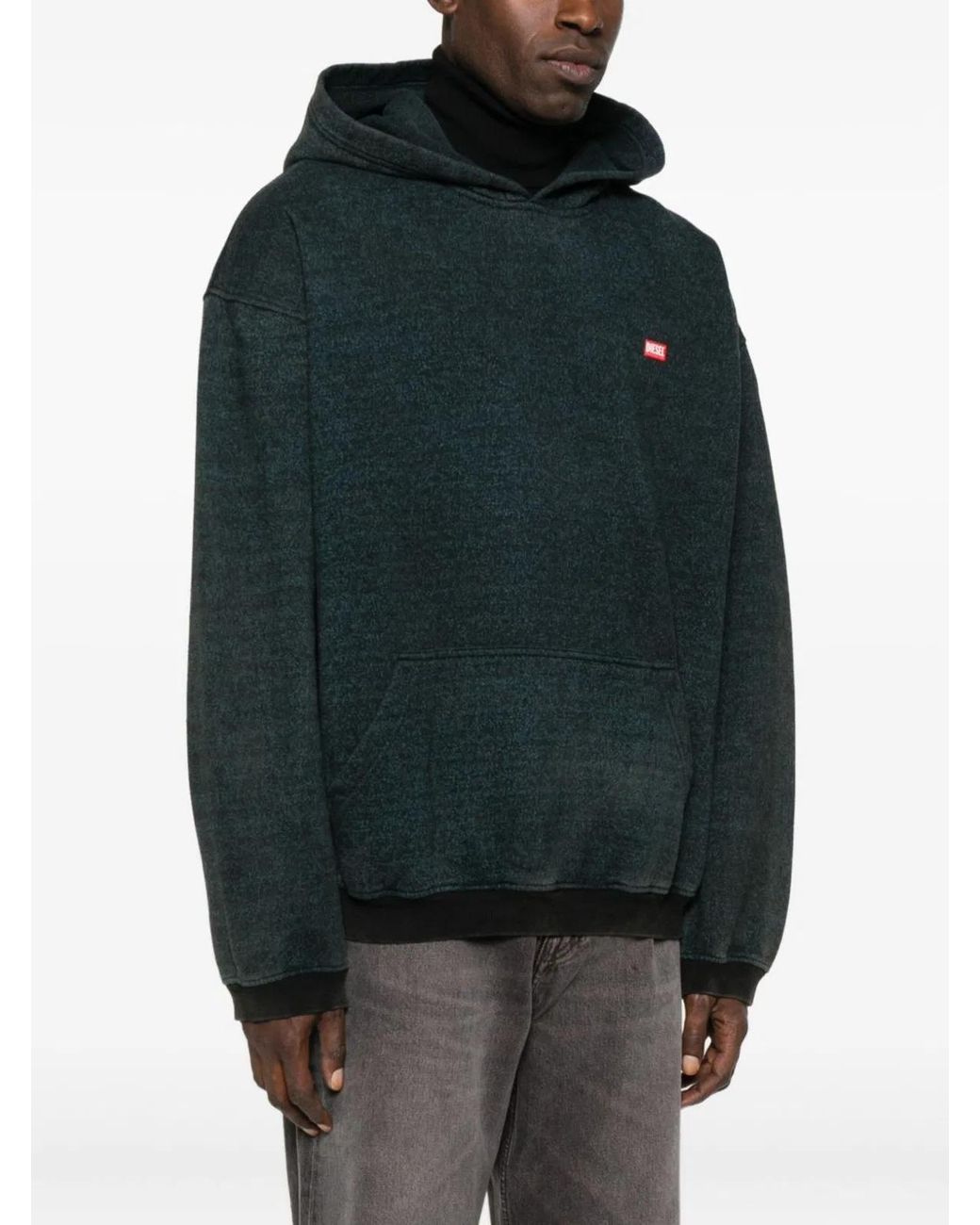 DIESEL Green Relaxed-Fit Hoodie With Textured Fabric for men