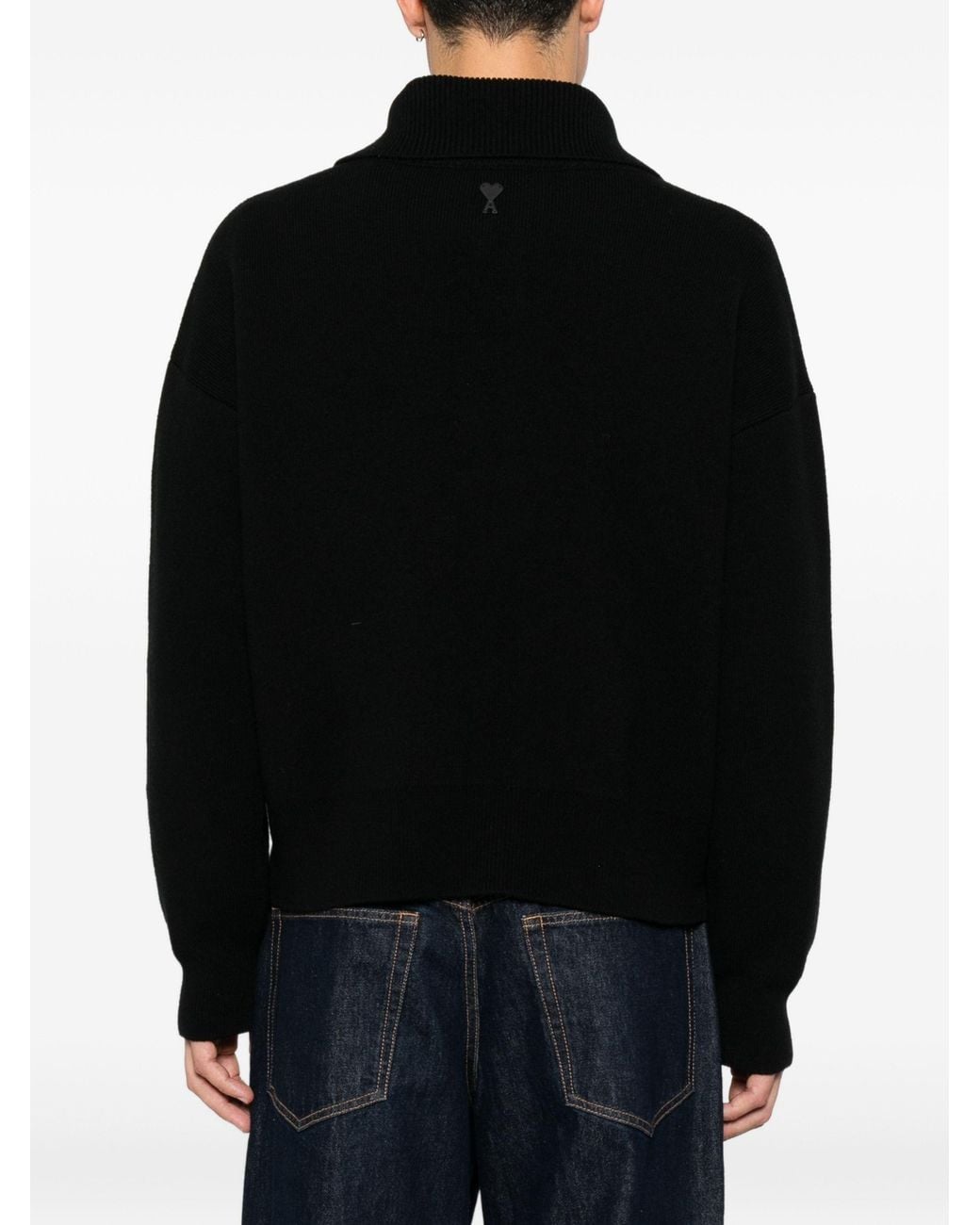 AMI Black Button-Up Sweater for men