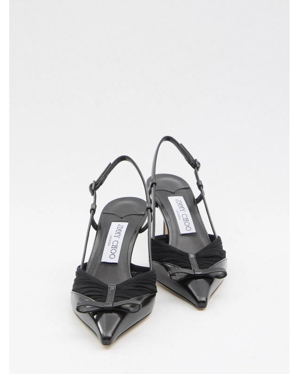 Jimmy Choo Black Afia Mesh Slingback Pumps