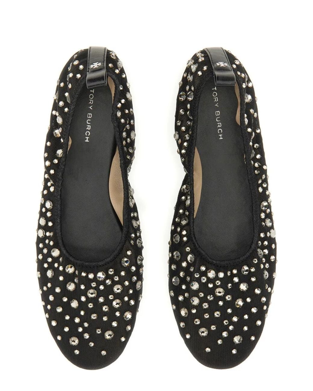 Tory Burch Black Ballerina With Crystals