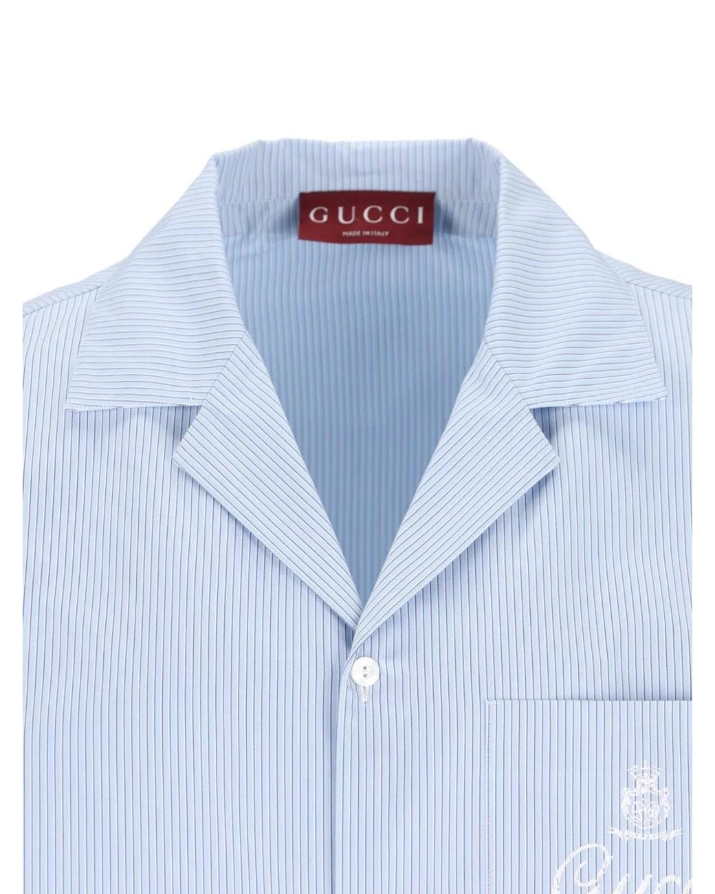 Gucci Blue Bowling Shirt for men