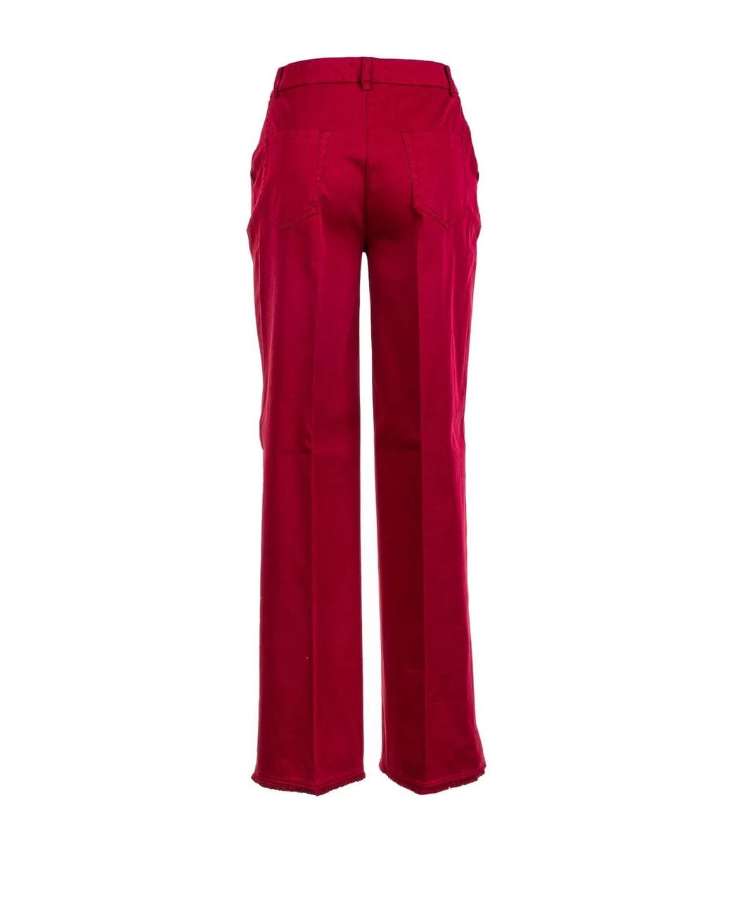Via Masini 80 Red High-Waisted Raspberry Trousers