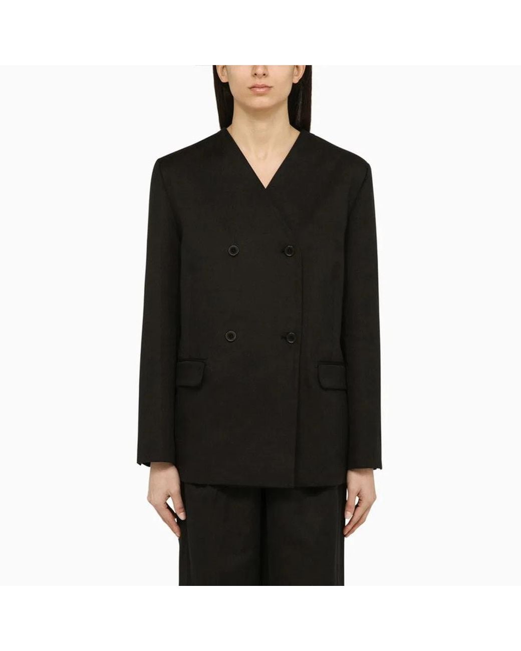 Loulou de Saison Black Double-Breasted Jacket