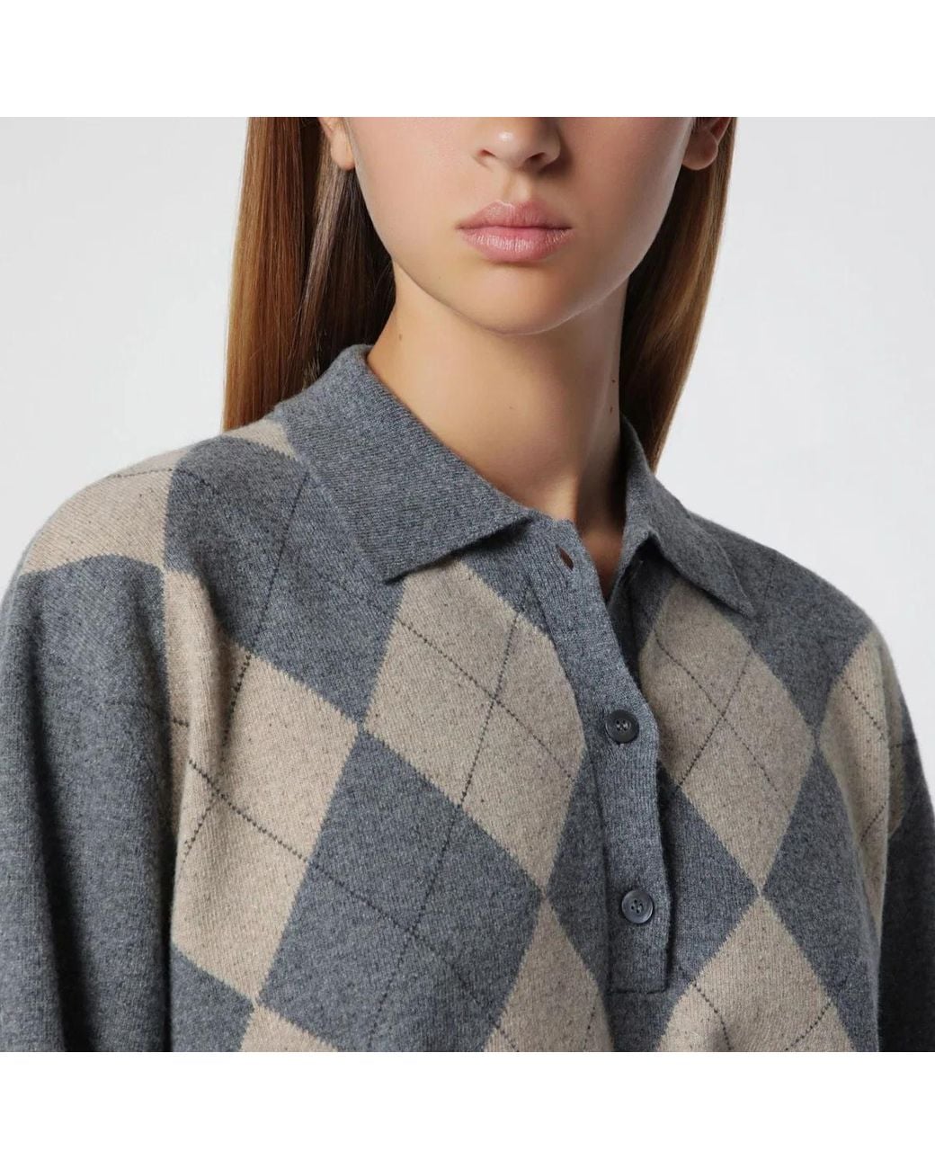 Rohe Blue Polo With Argyle Pattern
