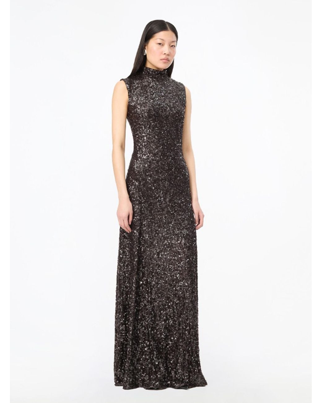 ROTATE BIRGER CHRISTENSEN Purple Sequins Flared Maxi Dress