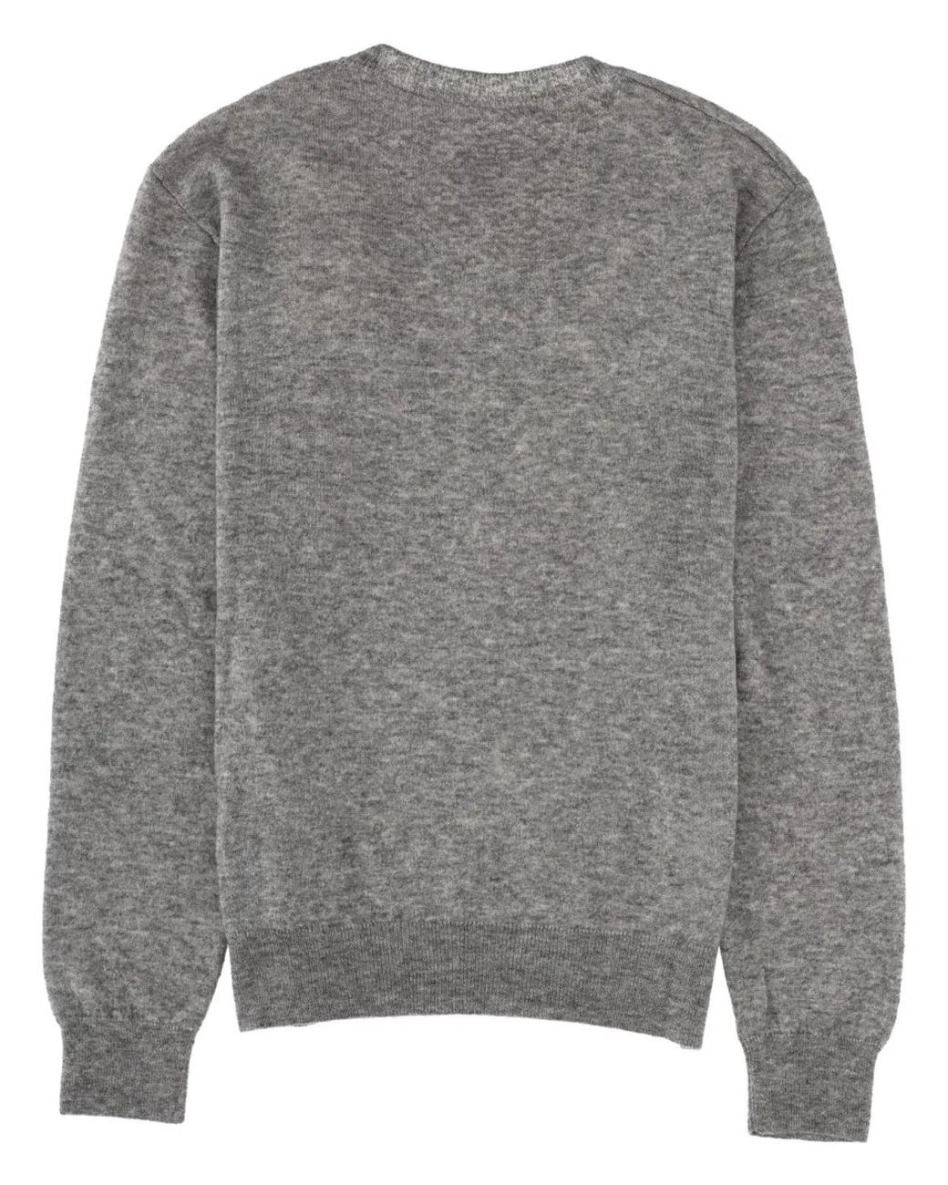 Saint Laurent Gray V-Neck Cashmere Blend Sweater Jumpers
