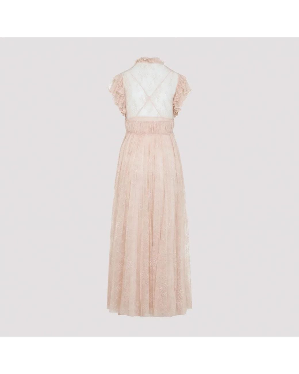Alberta Ferretti Pink Lace Long Dress