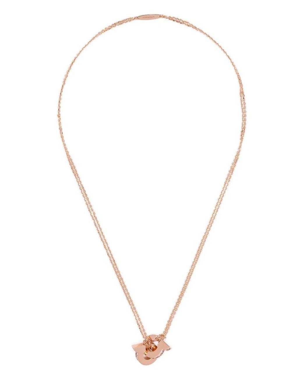 Ferragamo Metallic Double Gancini Pendant Necklace