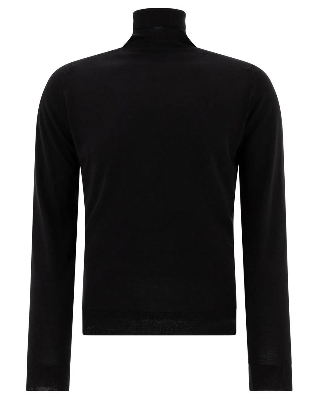 John Smedley Black Merino Wool "Cherwell" Turtleneck Sweater for men