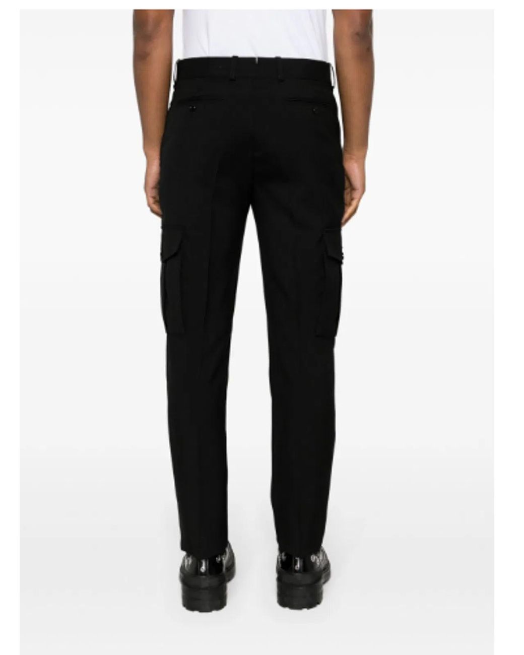 McQueen Black Tailored Tapered Cargo Trousers for men