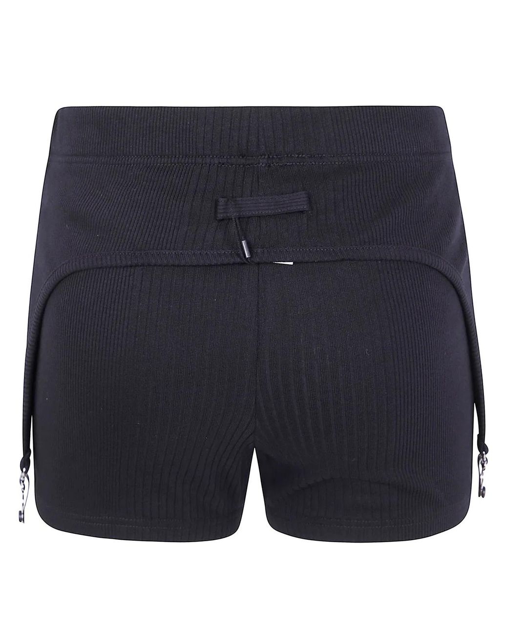 Jean Paul Gaultier Blue Cotton Ribbed Mini Short With Lingerie Garter