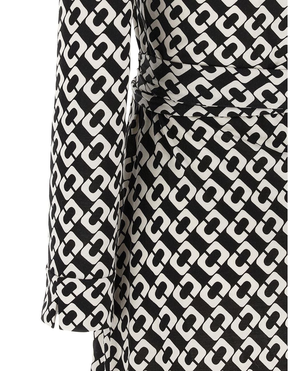 Diane von Furstenberg Black Printed 'New Jean' Dress