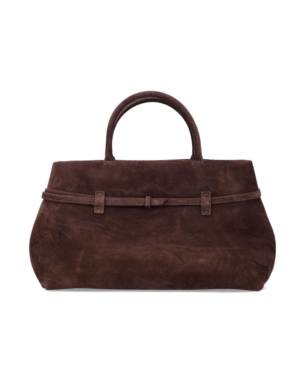 MANU Atelier Brown Le Cambon 35 Suede Bag Deep Calf Leather Tote