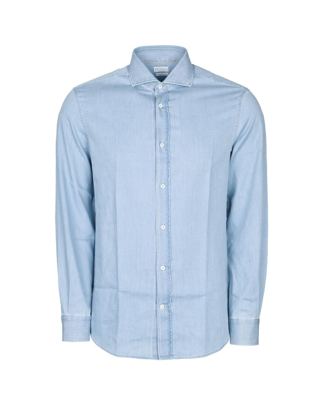 Brunello Cucinelli Blue Cotton Denim Shirt for men
