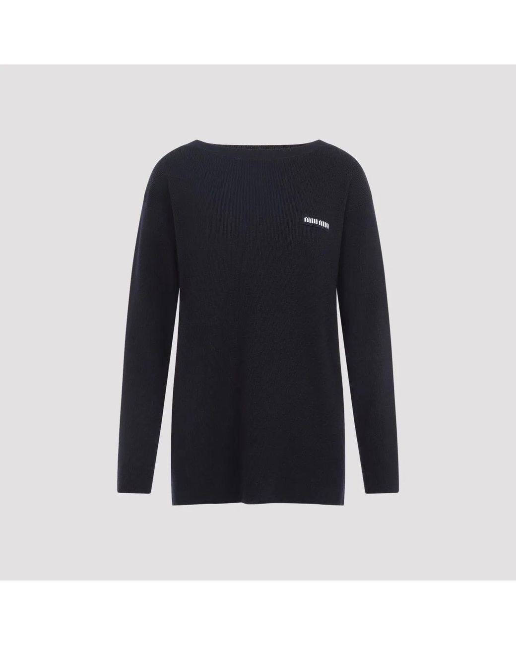 Miu Miu Blue Bleu Boat-Neck Sweater