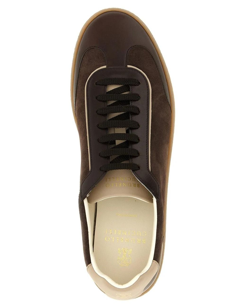 Brunello Cucinelli Brown Suede And Smooth Calf Sneakers for men