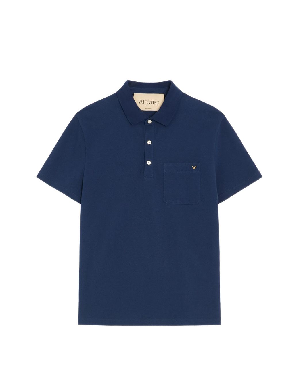 Valentino Blue Cotton Piqué Polo With Vlogo for men