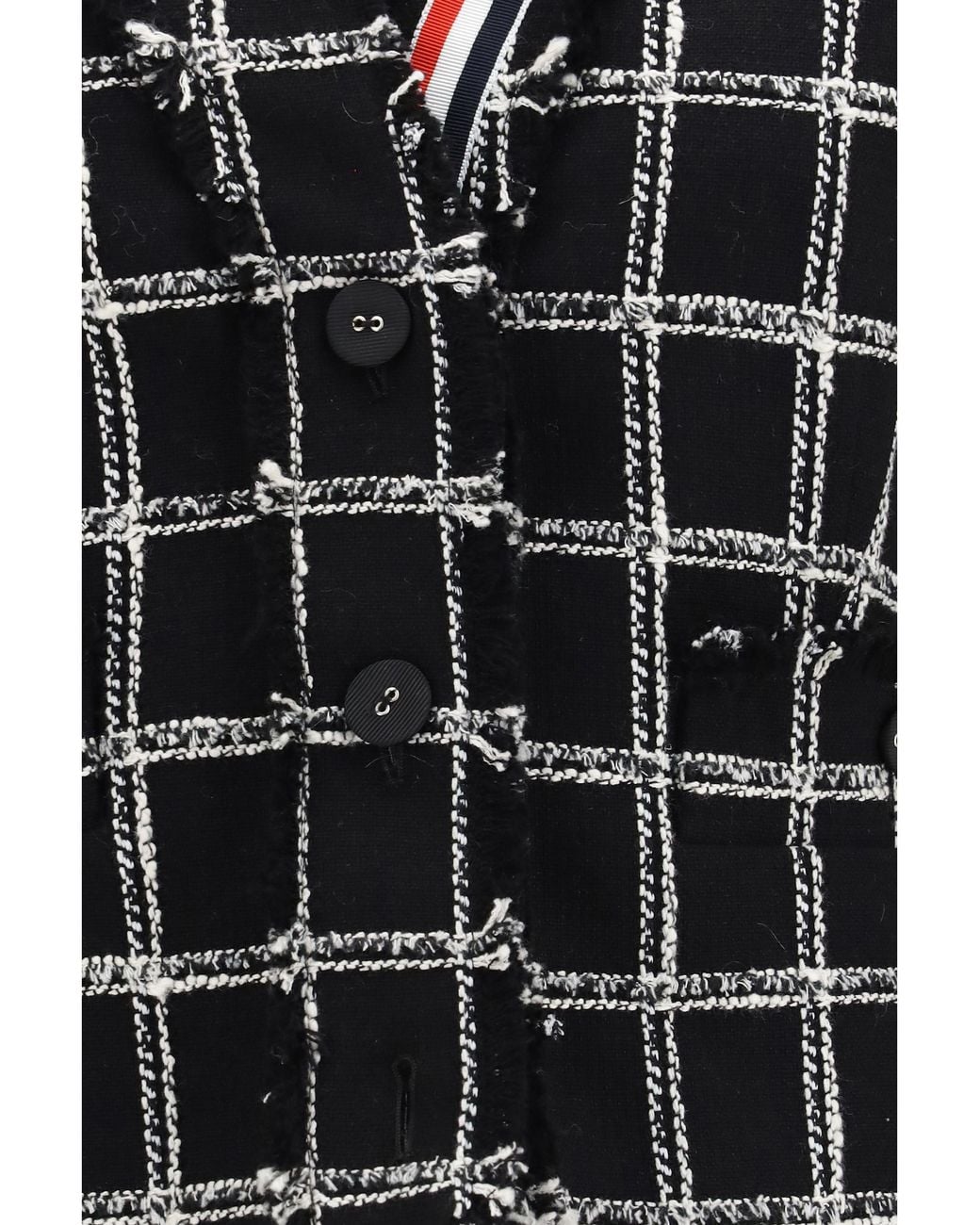 Thom Browne Black Checked Tweed Cardigan Jacket