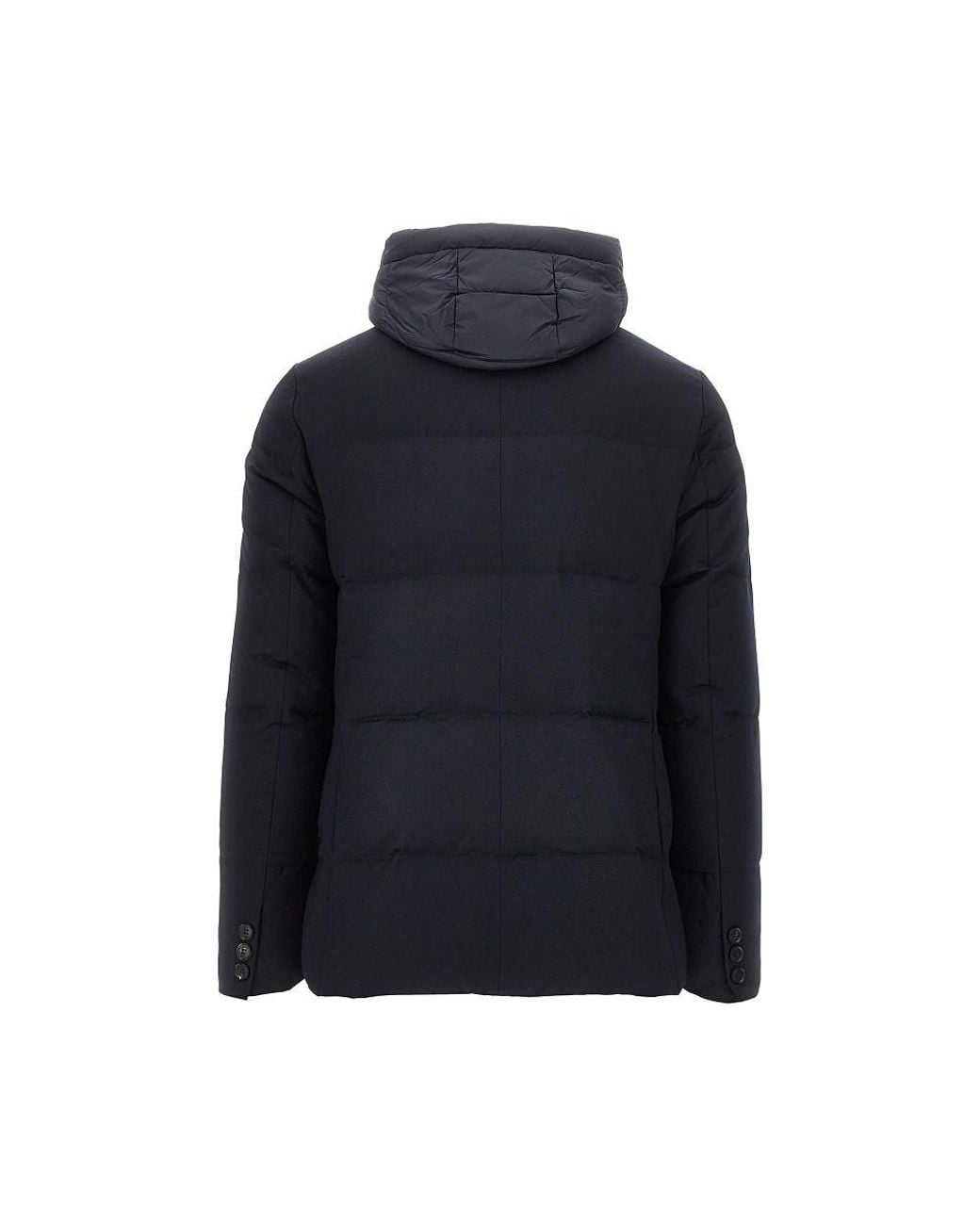 DUNO Blue Quilted And Padded Wool Down Jacket for men
