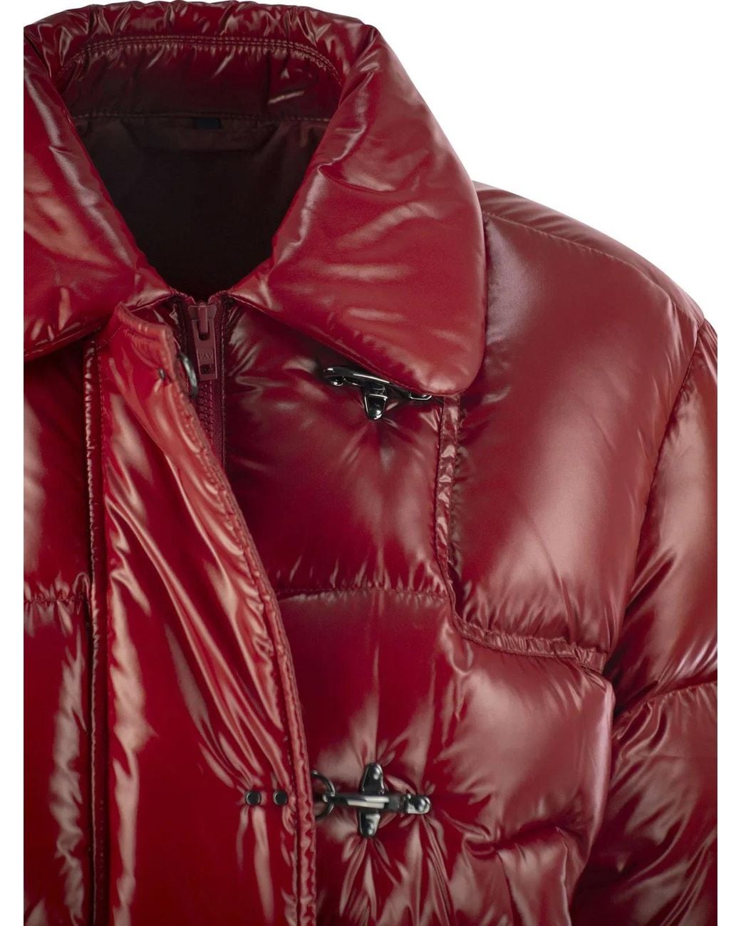 Fay Red 3-Hook Cropped Down Jacket