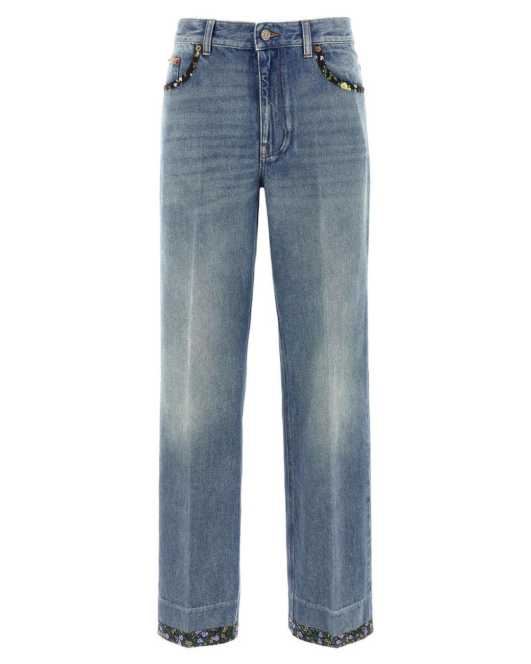 Valentino Garavani Blue Floral Jeans