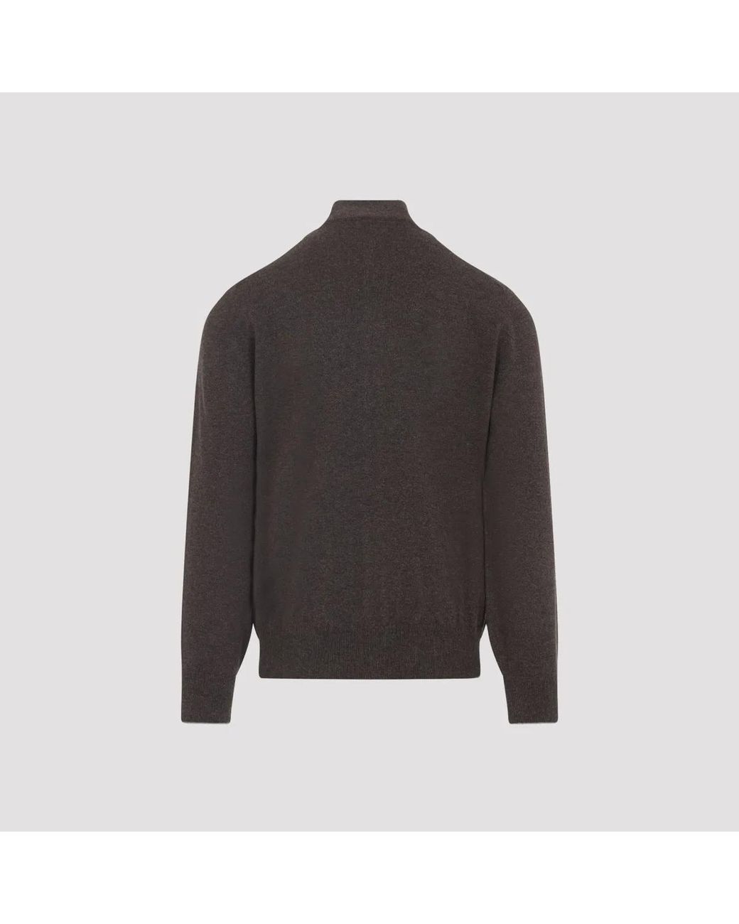 Brunello Cucinelli Black High-Necked Cashmere Cardigan With Zip for men
