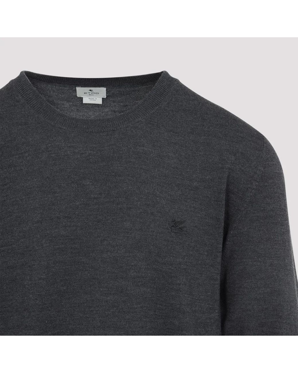Etro Blue Knitted C-Neck for men