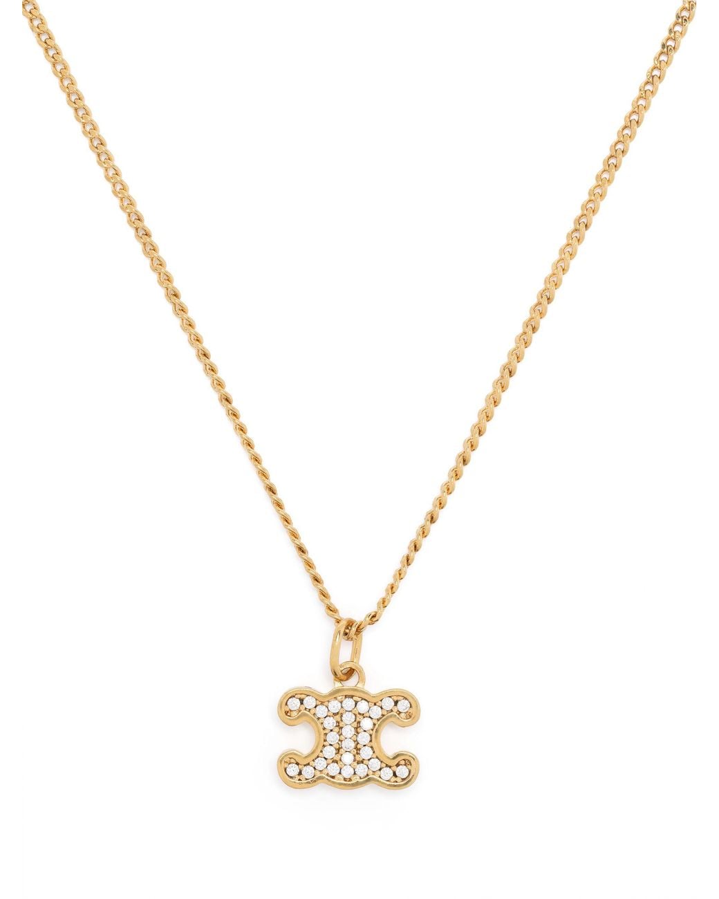 Céline Metallic Triomphe Rhinestone-Embellishment Necklace