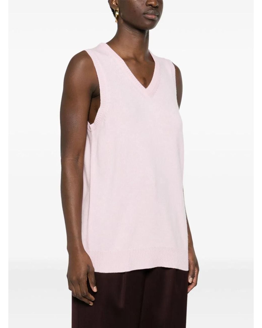 Max Mara Pink V-Necked Wool Vest