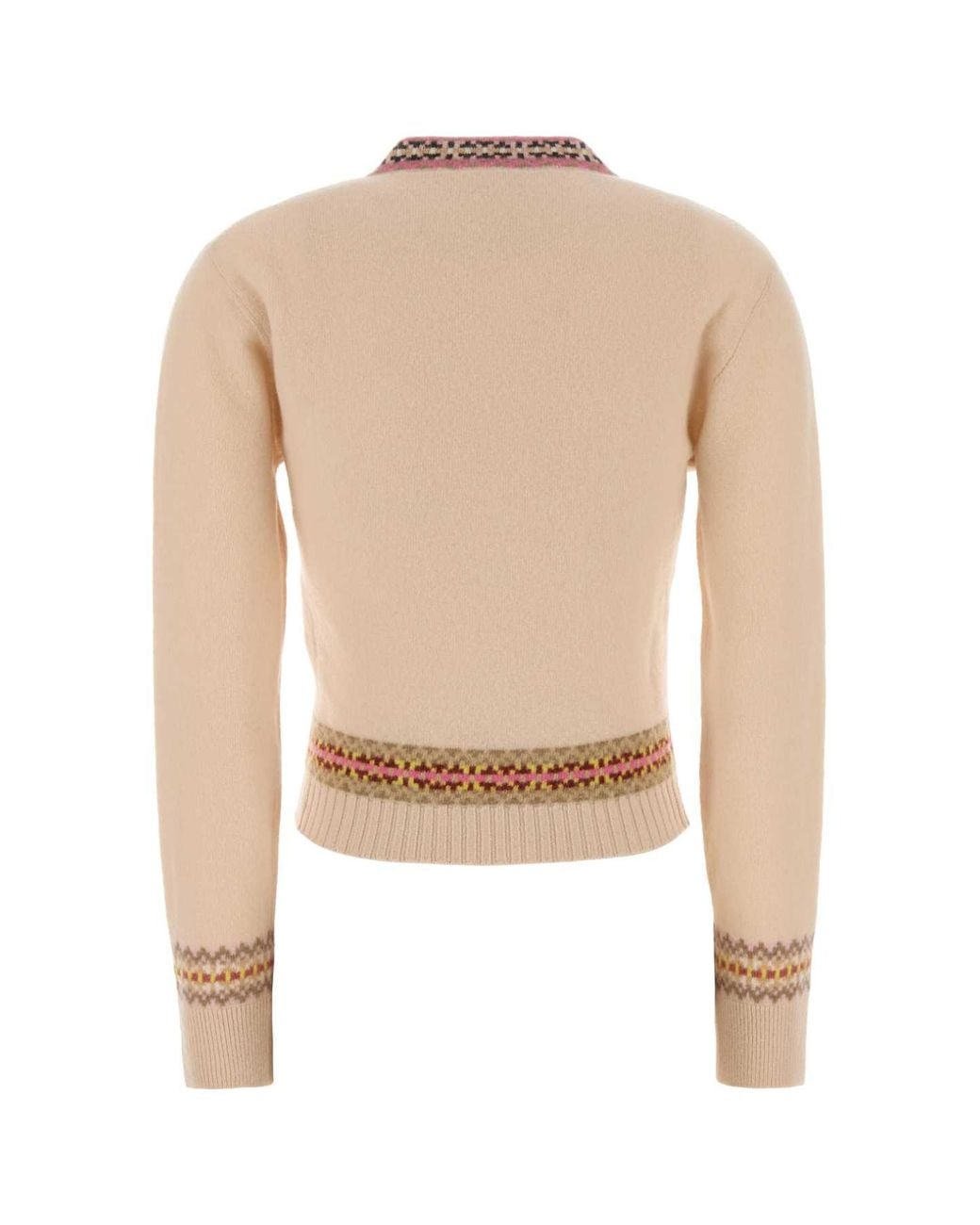 Stella McCartney White Apres Ski Fair Isle V Neck Cropped Jumper